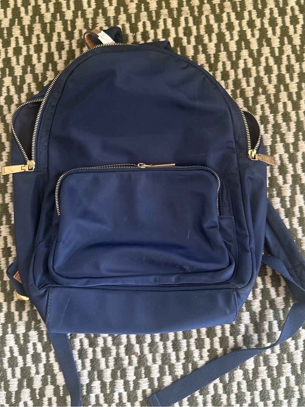 Tommy Hilfiger Navy Blue Backpack with Gold Zippers